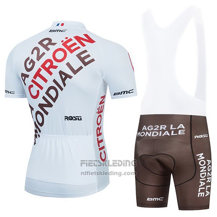2021 Fietskleding Ag2r La Mondiale Bruin Geel Korte Mouwen en Koersbroek